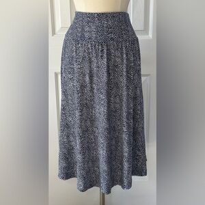 Hilary Radley Blue White Dot Elastic Waist Midi Skirt – Size L